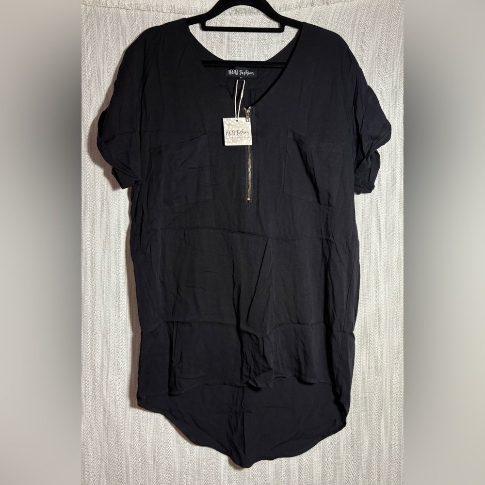 Black Zippered Women's Top